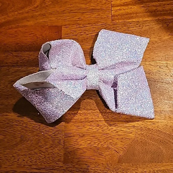JoJo Siwa, Beautiful girls heavy duty large glitter bow. Purple and irredescent - Picture 3 of 3